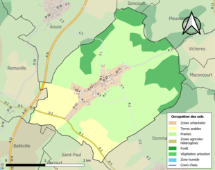 Kolorowa mapa przedstawiająca użytkowanie gruntów.