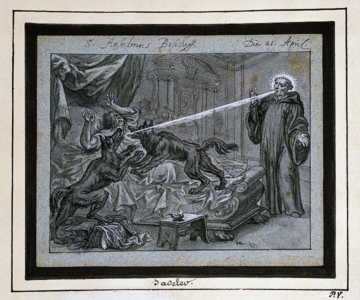 File:A monk, suffering a hallucination that he is being attacked Wellcome L0029891.jpg