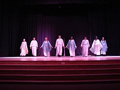 Students involved in a Eurythmy performance A student Eurythmy performance at Michael Mount 01.jpg
