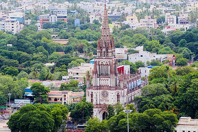 Image: Aerial view of Our Lourdes church in Tiruchirapalli 2
