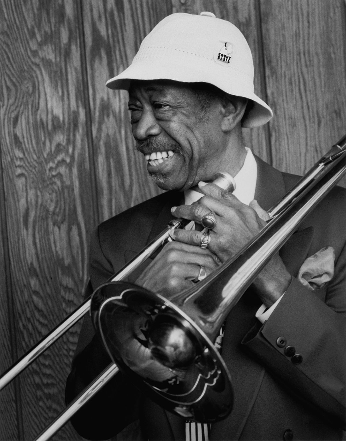 black and white trombone