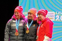 2020 yilgi qishki o'smirlar Olimpiya o'yinlarida tog 'chang'isi - qizlar slalom podium.jpg