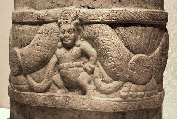 支持由印度夜叉的希腊滚动, Amaravati, 3rd 世纪广告