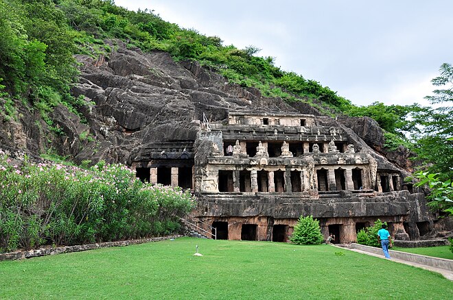 The largest of the Undavalli Caves built by the Vishnukundinas.