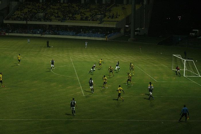 The Antigua and Barbuda national team in their historic World Cup 2014 qualifying match versus the United States on 12 October 2012 at the Sir Vivian Richards Stadium.