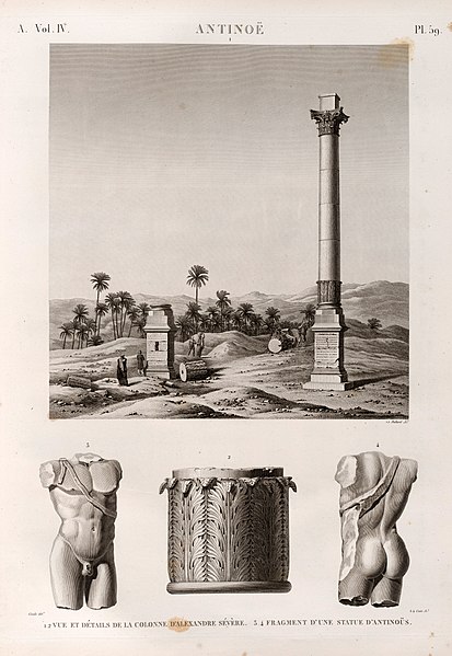 File:Antinoë (Antinoöpolis). 1.2. Vue et détails de la colonne d'Alexandre Sévère; 3.4. Fragment d'une statue d'Antinoüs (NYPL b14212718-1268154).jpg