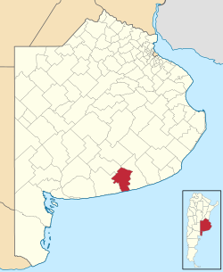 location o San Cayetano Partido in Buenos Aires Province