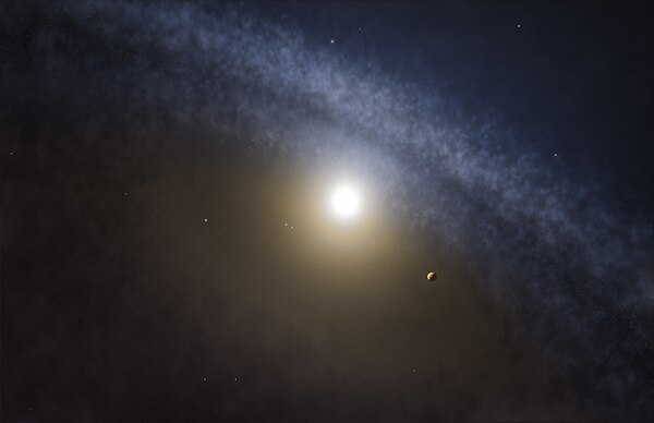 Artist's impression of a transitional disc around a young star.