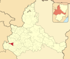 A község elhelyezkedése a tartomány térképén