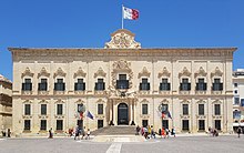 Auberge de Castille houses the Office of the Prime Minister of Malta Auberge de Castille, Valletta 001.jpg