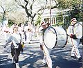 Bass drummers in high-school marching band