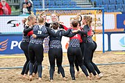 Deutsch: Beachhandball Europameisterschaften 2019 (Beach handball Euro); Tag 5: 6. Juli 2019 – Frauen, Platzierungsspiel für die Ränge 9–12, Deutschland-Polen 2:1 (22:23, 19:16, 7:6) English: Beach handball Euro; Day 5: 6 July 2019 – Placement Match/Cross Match for rank 9–12 Women – Germany-Poland 2:1 (22:23, 19:16, 7:6)