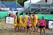 Deutsch: Beachhandball Europameisterschaften 2019 (Beach handball Euro); Tag 1: 2. Juli 2019 – Männer, Vorrunde Gruppe C, Italien-Nordmazedonien 2:1 (12:18, 22:13, 7:6) English: Beach handball Euro; Day 1: 2 July 2019 – Men Preliminary Round Group C – Italy-North Mecedonia 2:1 (12:18, 22:13, 7:6)