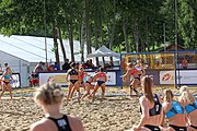 Deutsch: Beachhandball Europameisterschaften 2019 (Beach handball Euro); Tag 4: 5. Juli 2019 – Frauen, Viertelfinale, Dänemark-Norwegen 2:1 (11:9, 16:19, 7:6) English: Beach handball Euro; Day 4: 5 July 2019 – Quarter Final Women – Denmark-Norway 2:1 (11:9, 16:19, 7:6)