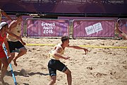 Deutsch: Beachhandball bei den Olympischen Jugendspielen 2018; Tag 4, 10. Oktober 2018; Jungs, Vorrunde, Gruppe B - Italien-Argentinien 1:2 English: Beach handball at the 2018 Summer Youth Olympics at 10 October 2018 – Boys Preliminary Round Group B‎ – Italy-Argentina 1:2