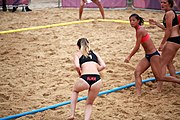 Deutsch: Beachhandball bei den Olympischen Jugendspielen 2018; Tag 6, 12. Oktober 2018; Mädchen, Hauptrundenspiel – Chinesisch Taipei (Taiwan)-Paraguay 0:2 English: Beach handball at the 2018 Summer Youth Olympics at 12 October 2018 – Girls Main Round – Chinese Taipei (Taiwan)-Paraguay 0:2