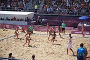 Deutsch: Beachhandball bei den Olympischen Jugendspielen 2018; Tag 4, 10. Oktober 2018; Mädchen, Vorrunde, Gruppe A - Ungarn-Chinese Taipei (Taiwan) 2:0 English: Beach handball at the 2018 Summer Youth Olympics at 10 October 2018 – Girls Preliminary Round Group A‎ – Hungary-Chinese Taipei 2:0