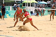 Deutsch: Beachvolleyball bei den Olympischen Jugendspielen 2018; Tag 11, 17. Oktober 2018; Mädchen, Finale – Italien (Claudia Scampoli & Nicol Bertozzi)- Russland (Maria Woronina & Maria Botscharow) 0:2 (19–21/19–21) English: Beach volleyball at the 2018 Summer Youth Olympics at 17 October 2018 – Girls Final – Italy (Claudia Scampoli & Nicol Bertozzi) - Russia (Maria Voronina & Maria Bocharova) 0:2 (19–21/19–21)