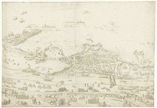 Beleg van Zaltbommel, 1599 de Bommeler Waart (titel op object), RP-T-1889-A-1919