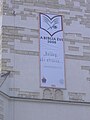 A Biblia évét hirdető plakát a Református templom falán