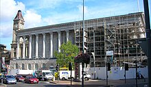 The Town Hall emerging after years of refurbishment. Big Brum is in the background. Birmingham Town Hall revealed.jpg