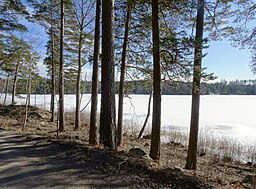 Kvarnsjön sedd från landsvägen till Bjursnäs.
