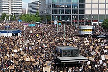 Protest at Alexanderplatz in Berlin on June 6, 2020 BlackLivesMatter protest Alexanderplatz Berlin 2020-06-06 26.jpg
