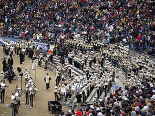 Purdue All-American Marching Band perform "Hail Purdue" at the 2008 Purdue-Indiana football game BoilerUp.JPG