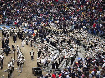 The Purdue All-American Marching Band perform Hail Purdue at the 2008 Purdue-Indiana football game.