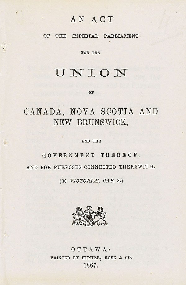 Front page of a copy of the act from 1867