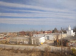 Buildings at intersection of E. Wabash Avenue and W. Cold Spring Lane in Towanda-Grantley neighborhood, Baltimore, MD.jpg