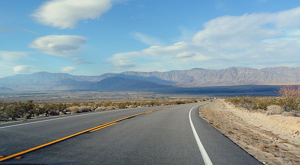 SR 78 in the Anza-Borrego Desert State Park, looking east