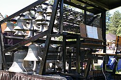 One of the Cast in Bronze traveling carillons at the Colorado Renaissance Festival in June 2008 Carillon small portable.jpg