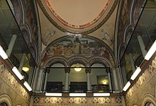 "The Laboratory of Minerva" ceiling mural (1898–1899) by Wells in the Mathematics Library, Altgeld Hall at University of Illinois Urbana-Champaign
