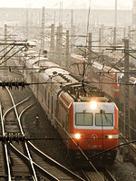 China Railways train T42 departs Beijing West station bound for Xi'an station in July 2011