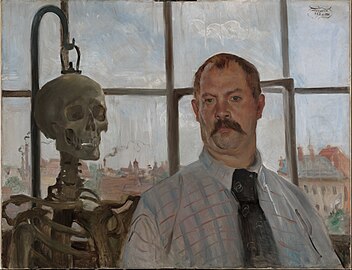 Lovis Corinth, Self-portrait with Skeleton, 1896