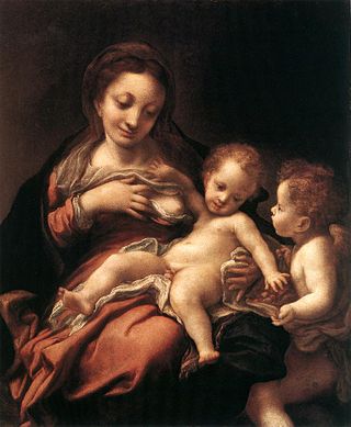 <i>Nursing Madonna with an Angel</i> Painting by Antonio da Correggio from 1520