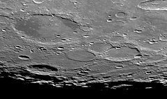 Earth-based view with Nasmyth, Phocylides, and Wargentin at right and Schickard in upper left. Crater Schickard.jpg