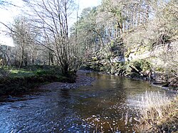 The site of Craig Mill on the Cessnock Water. Craigmill, Cessnock Water.JPG