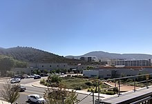 A view of the campus from the Sprinter station. To the right is Parking Structure I. Csusm from sprinter.jpg