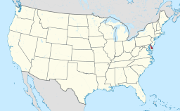 Location of Delaware in the United States