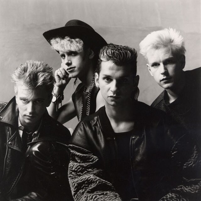 Gahan (centre-right) as member of Depeche Mode, 1985