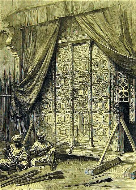 The Gates from the tomb of Mahmud of Ghazni stored in the Arsenal of Agra Fort – Illustrated London News, 1872