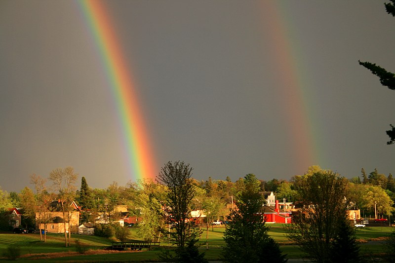 File:Downtown Grantsburg over Memory Lake.jpg