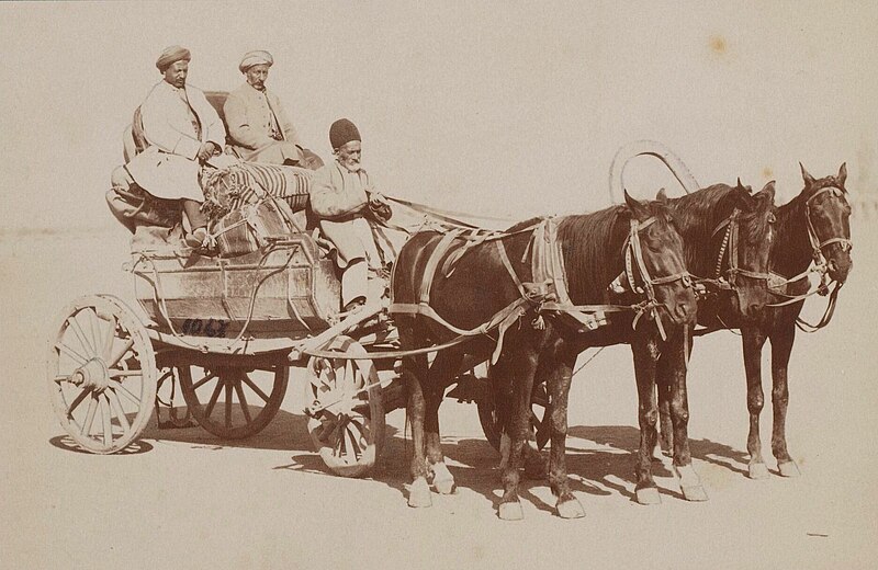 File:Drie mannen in een paard en wagen, Iran , RP-F-00-6635.jpg