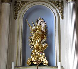 Autel secondaire "Vierge à l'enfant" (XIXe), statue baroque (XVIIIe)