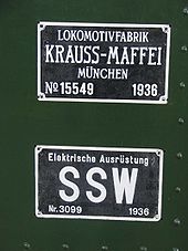 Herstellerschild der E 44 046