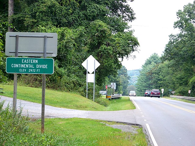 US 21 crossing the Eastern Continental Divide at Roaring Gap, North Carolina