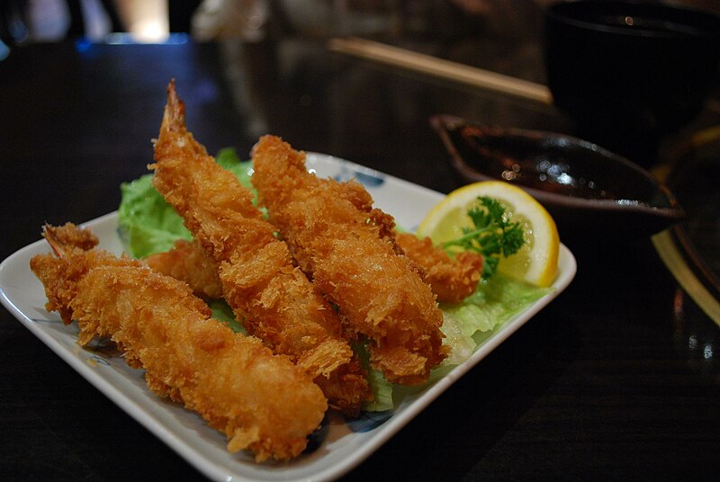 File:Ebi Fry with dipping sauce - Takumi Japanese Restaurant.jpg