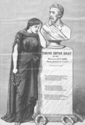 Hibernia representing a mourning Ireland. As published by the nationalist newspaper United Ireland following the death of Edmund Dwyer Gray in 1888. Edmund Dwyer Gray Hibernia.png